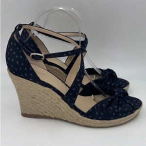 New! LK Bennett polka dot espadrille platform sandals